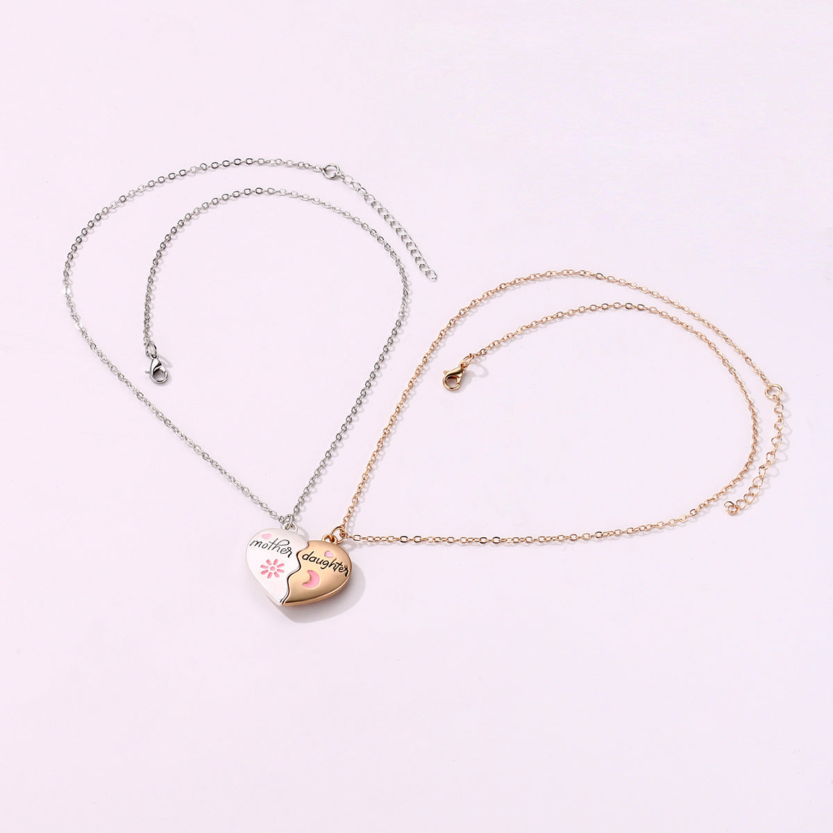 Wholesale Love stitching parent-child necklace mother and daughter magnetic pendant